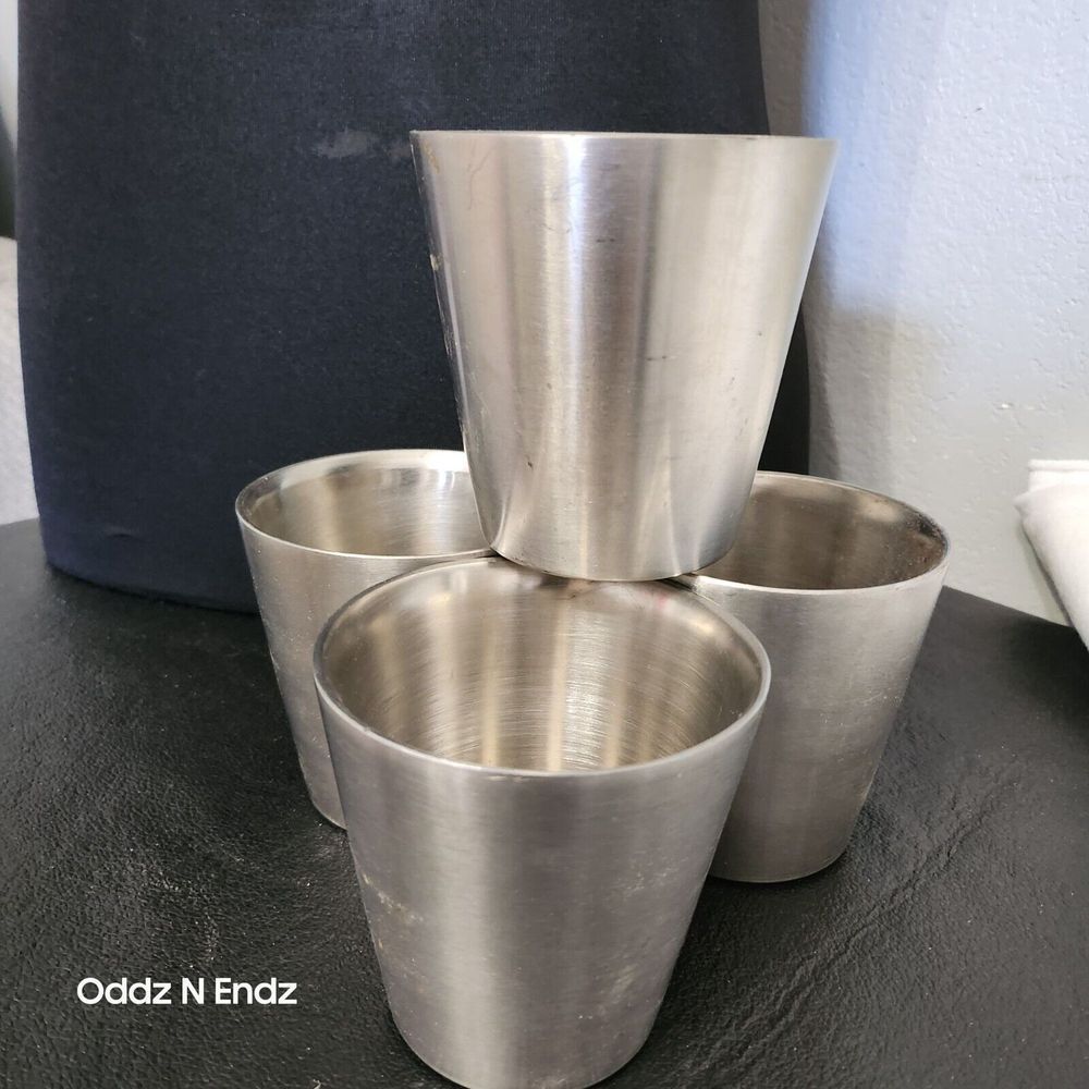 Set Of 4 Vintage Stainless Steel Drinking Cups